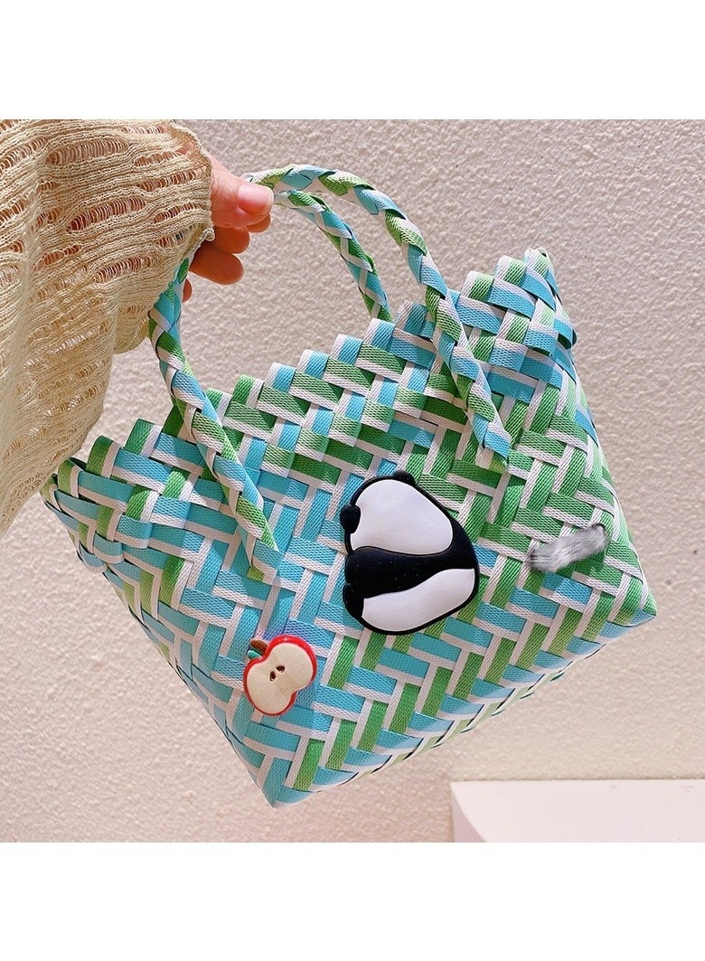 New Cute Little Panda Spring Creative Weaving Vegetable Basket Handheld Bag