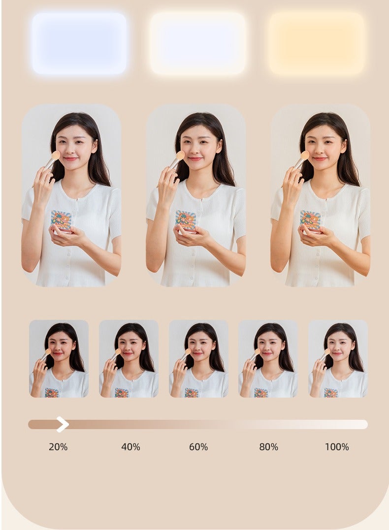 Photography Light Clip on Phone Laptop For Selfie Live Broadcasting Confrence Online Lesson Makeup Videos High Brightness 66 Beads Multiple Modes Black