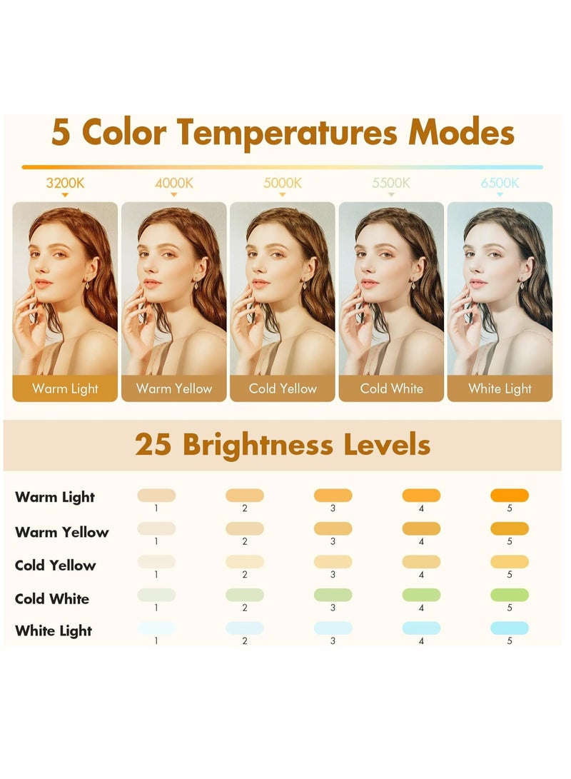 Photography Light Clip on Phone Laptop For Selfie Live Broadcasting Confrence Online Lesson Makeup Videos High Brightness 66 Beads Multiple Modes Black