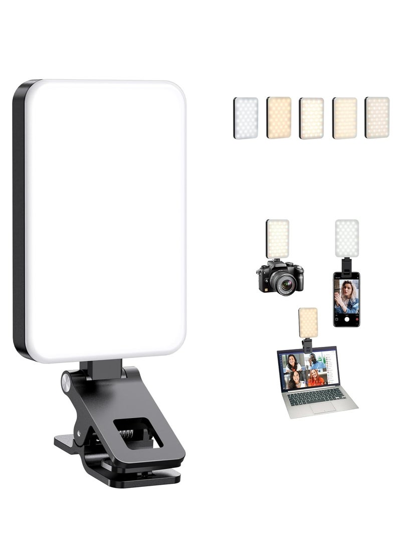 Photography Light Clip on Phone Laptop For Selfie Live Broadcasting Confrence Online Lesson Makeup Videos High Brightness 66 Beads Multiple Modes Black