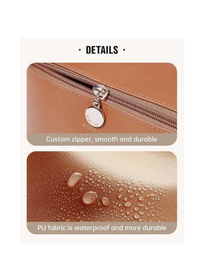 Travel Makeup Bag,Large Capacity Cosmetic Bags for Women,Waterproof Portable Pouch Open Flat Toiletry Bag Make up Organizer with Divider and Handle