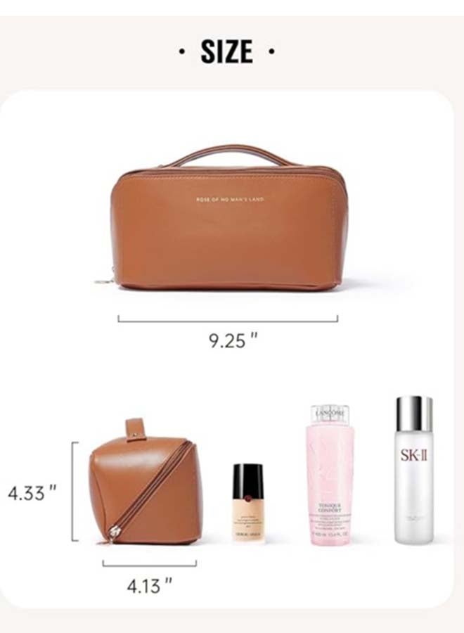 Travel Makeup Bag,Large Capacity Cosmetic Bags for Women,Waterproof Portable Pouch Open Flat Toiletry Bag Make up Organizer with Divider and Handle