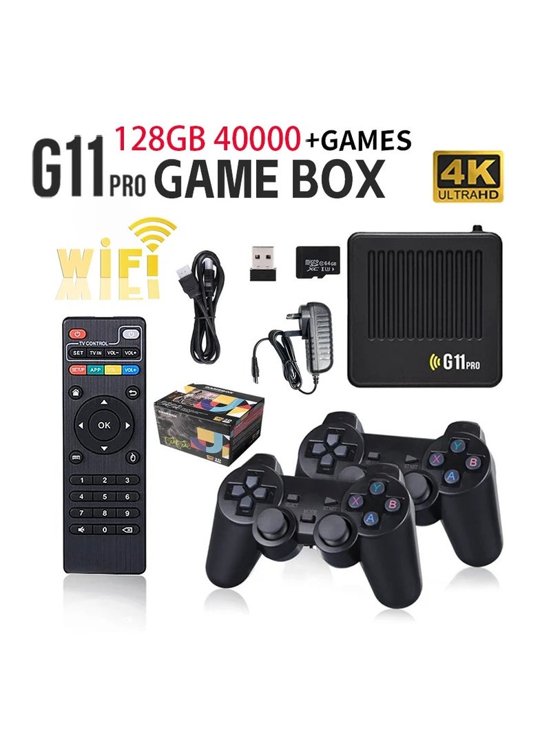 G11 Pro Game Box Dual System Video Game Console 128G Built in 40000+ Retro Games 2.4G Wireless Gamepad 4K HD Game Stick TV BOX