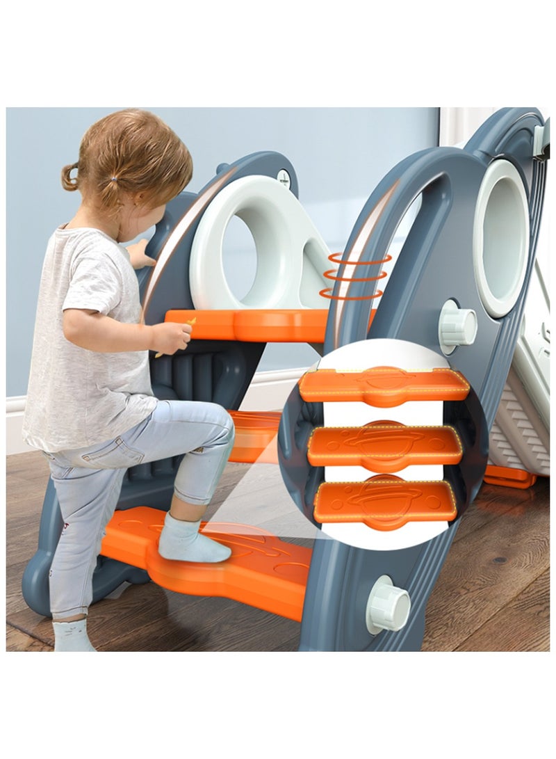 3-IN-1 Baby Slide with Basketball and Ring Game - Blue