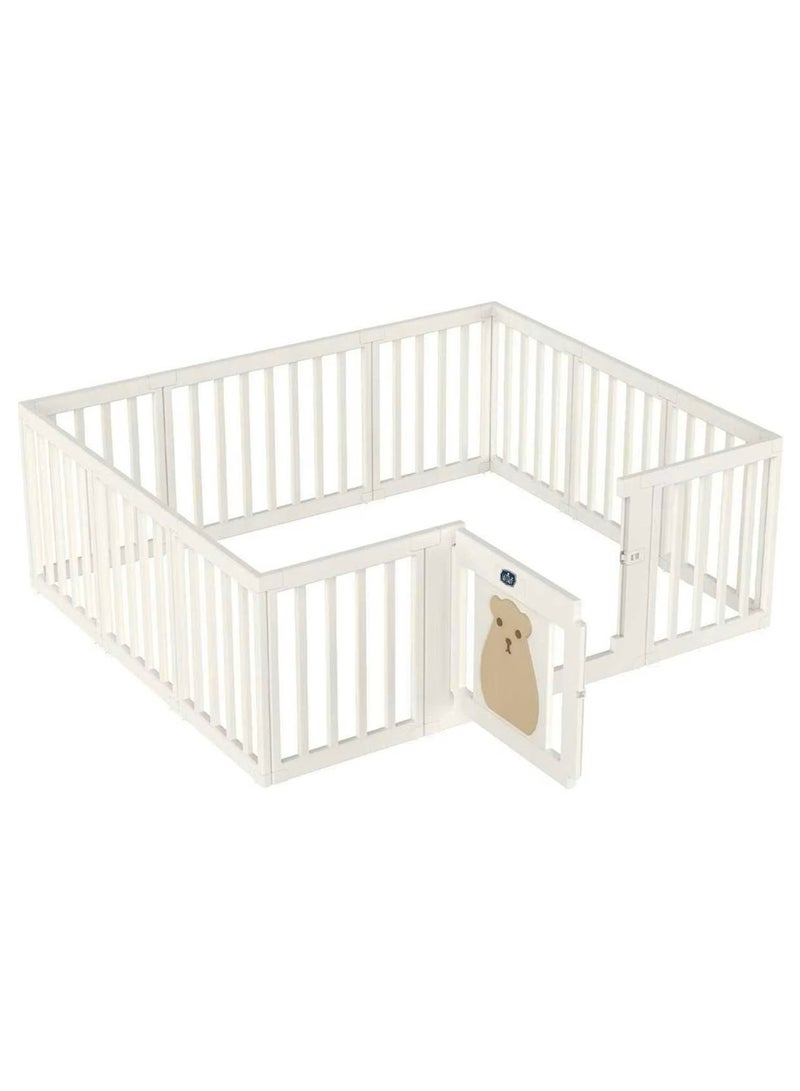 Portable Playpen With  Door- Bear White