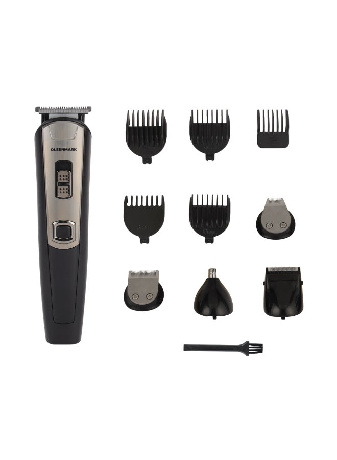 11-in-1 Men's Grooming Set, Cordless Operation, With 5 Changeable Heads, Hair Clipper Attachment, Beard Trimmer Attachment, Shaver Attachment, Noise/Ear Hair Trimmer Attachment, USB Cord Black