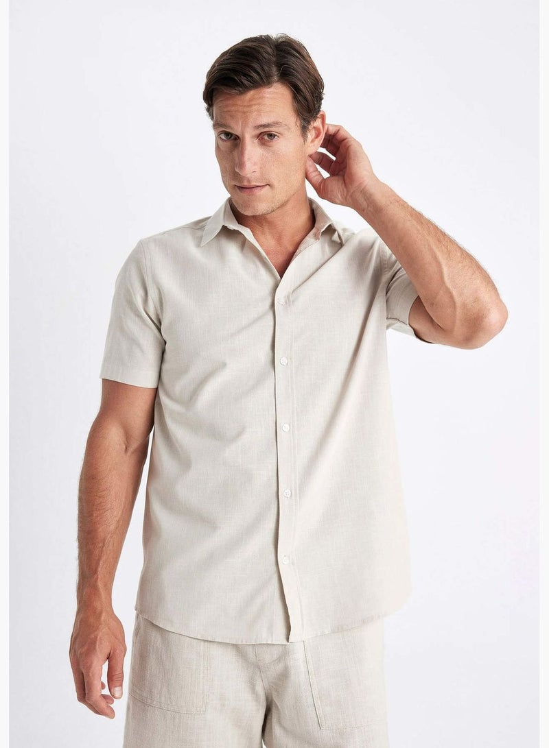 Regular Fit Polo Collar Cotton Short Sleeve Shirt