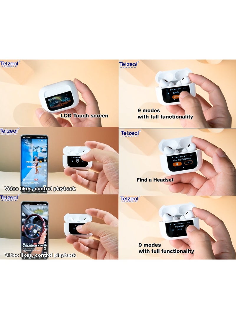 Telzeal Germany DS 86 Bluetooth Wireless Earphone with Touch Display for Android IOS Mobiles and tablets