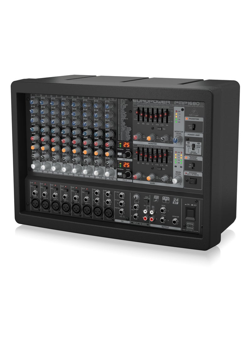 Behringer Mixer Powered 10 CH (6 Mono & 2 Stereo) 2x800W w/ Dual FX and Dual Equalizer PMP1680S