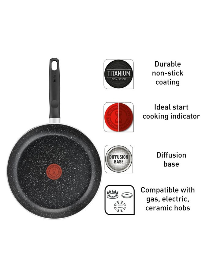 7 Pieces Set Tefal Dark Stone Non-Stick Stewpots 22/24 Cm+Lids Saucepan 16 Cm Frypan 24 Cm Aluminium Black