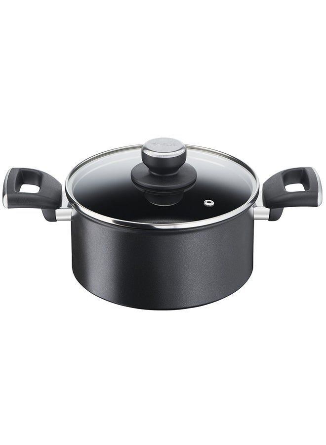 Unlimited All Hobs + Induction, Ultra Resistant Non-Stick Thermo-Signal Stewpot With Glass Lid, 2.9L. Black 20 cmcm