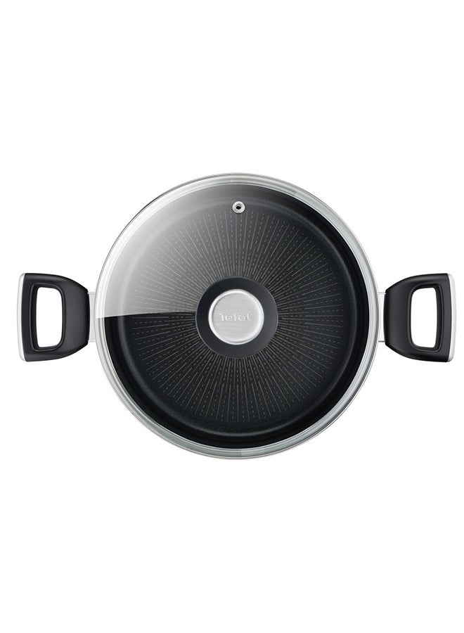 Unlimited All Hobs + Induction, Ultra Resistant Non-Stick Thermo-Signal Stewpot With Glass Lid, 2.9L. Black 20 cmcm