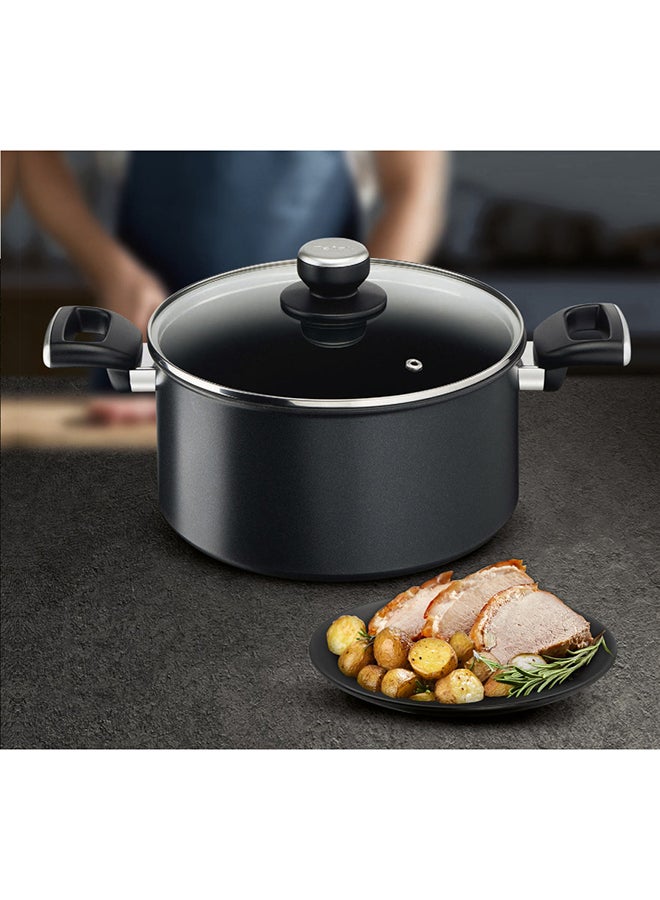 Unlimited All Hobs + Induction, Ultra Resistant Non-Stick Thermo-Signal Stewpot With Glass Lid, 2.9L. Black 20 cmcm