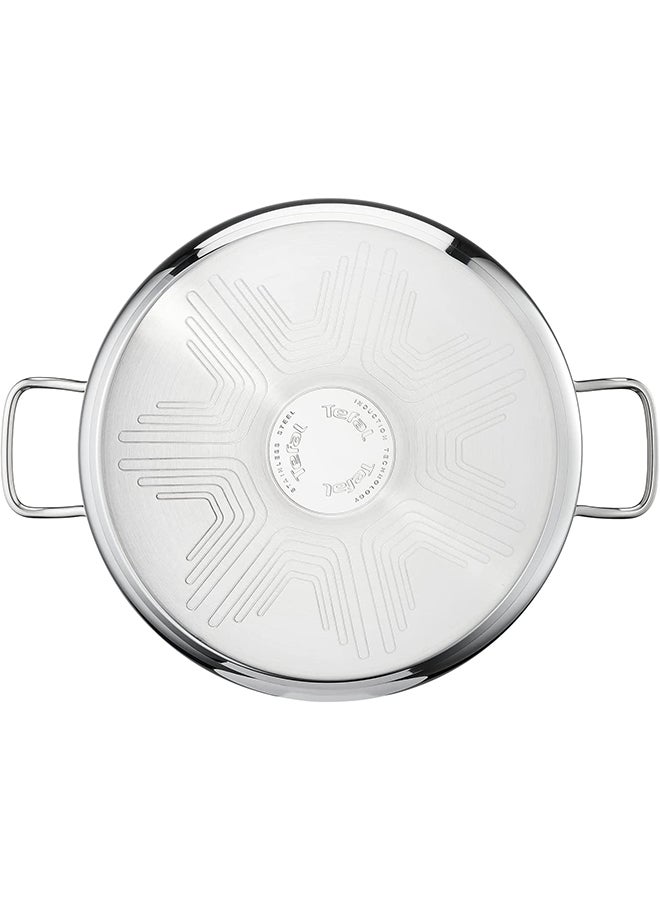 TEFAL Intuition XL stockpot | 26 cm | Premium Stainless steel 18/10 | XL Size | Robust Handles | Glass Lid | Induction Pot | 2 Years Warranty | B8646304 Stainless Steel