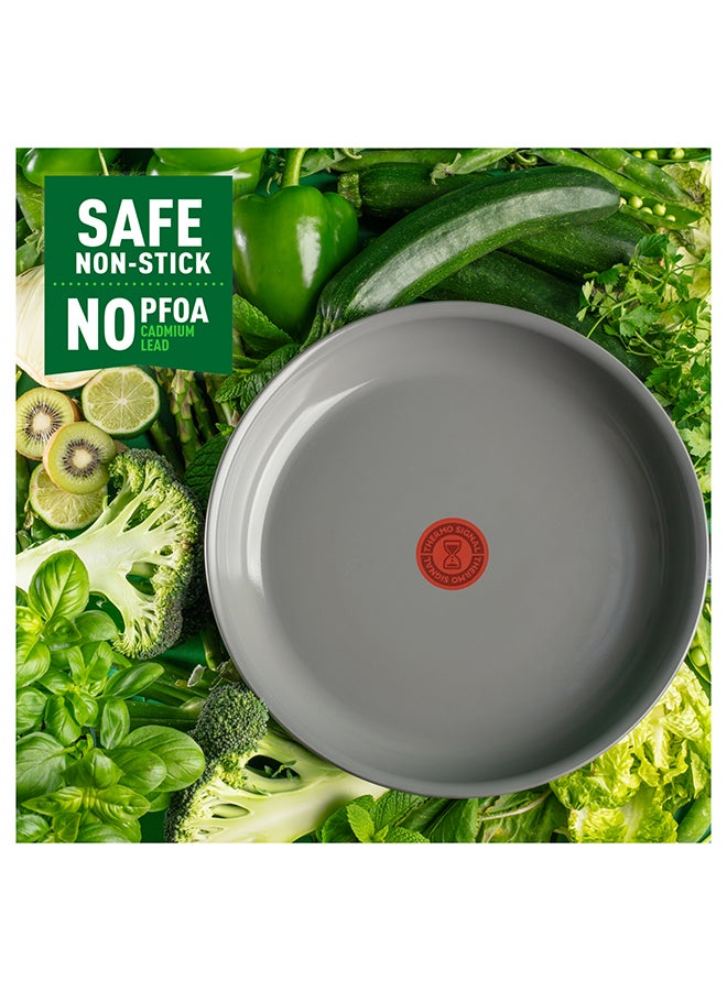 Tefal Renewal Frying Pan 30 Cm Non-Stick Ceramic Coating Eco-Designed Recycled Fry Pan Healthy Cooking Thermo-Signal Safe Cookware Made In France All Stovetops Including Induction C4260753 Grey