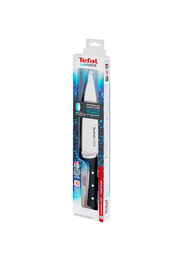 TEFAL Ice Force Chef Knife | 20 cm | Kitchen Knife | German Stainless Steel Blade | Long-Lasting Cutting Performance and Sharpness | Dishwasher safe | Black | 2 Years Warranty | K2320214 Black 20cm
