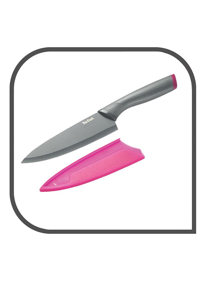 2-Piece Stainless Steel Fresh Kitchen Knife Set Includes Chef Knife 15 cm, Pairing Knife 9 cm With Cover Multicolour