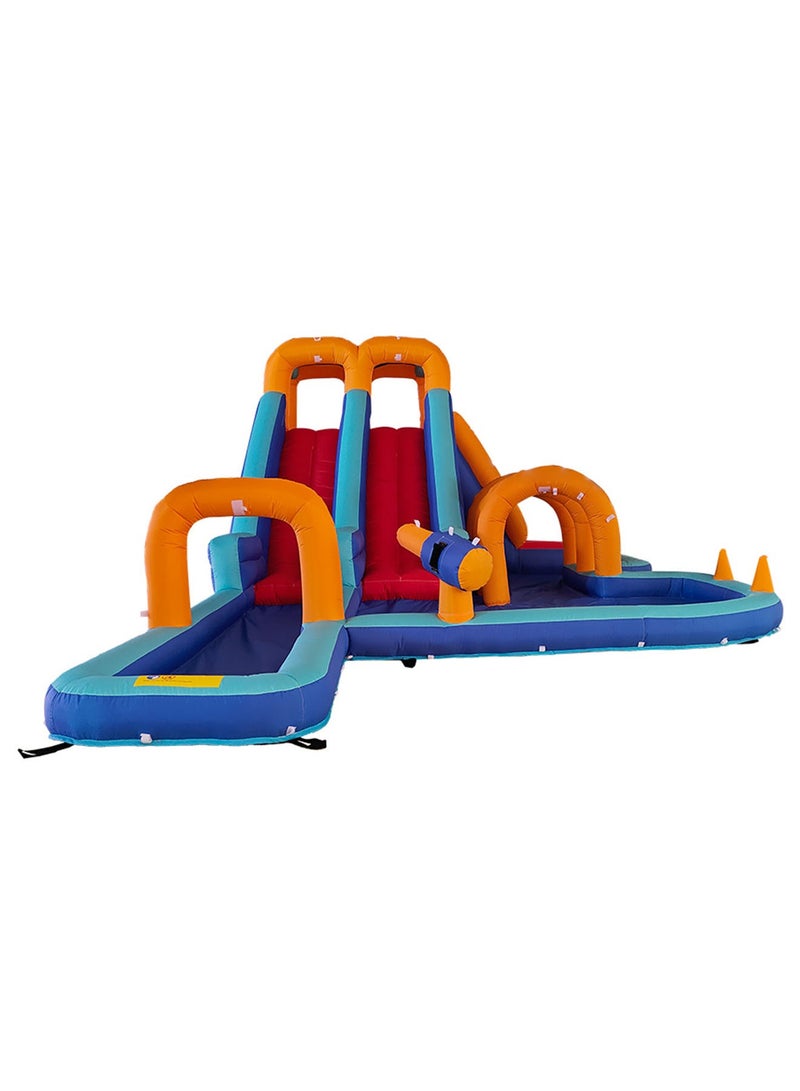 Kids Water Slide Infinity Splash Kids Outdoor Inflatable Mega Water Park with Twin Slide Blower Air Pump Climbing Wall and Water Sprayers