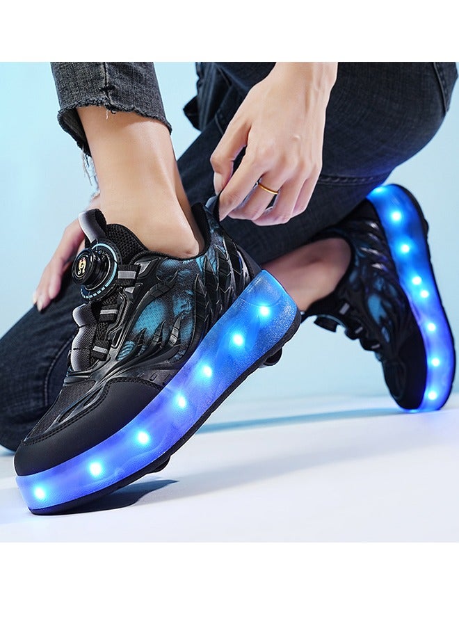 Rechargeable Roller Skates shoes,Skates Shoes,Shiny Sneaker Skate Shoes With Lighting sole and Wheels(Black)