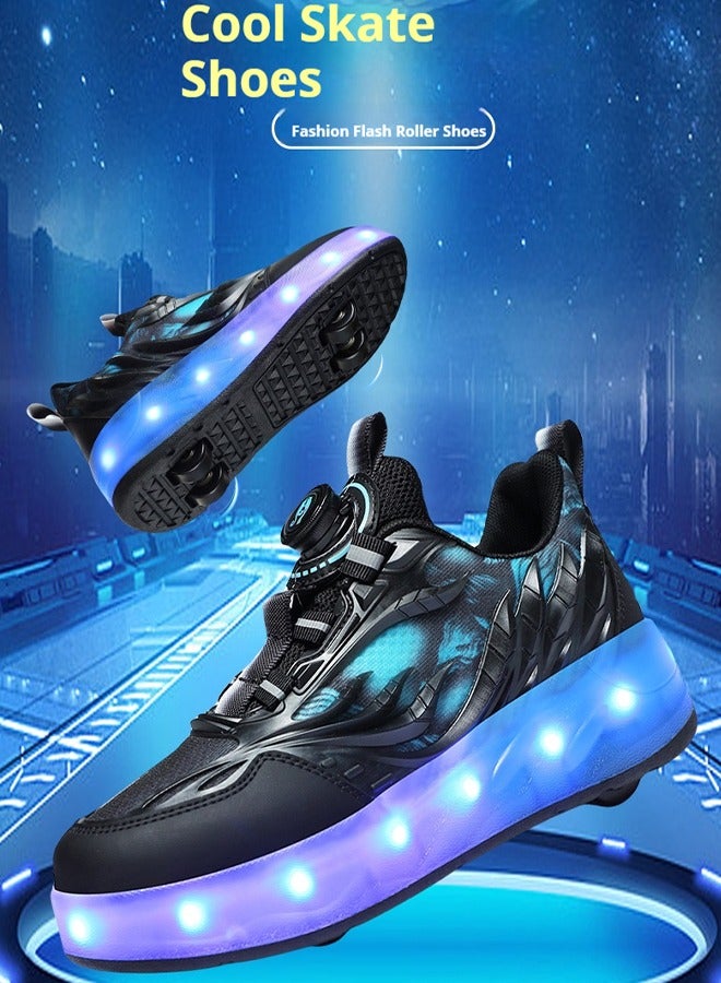 Rechargeable Roller Skates shoes,Skates Shoes,Shiny Sneaker Skate Shoes With Lighting sole and Wheels(Black)