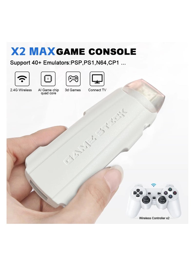 X2 MAX Video Game Console 4K HD 128G Built-in 30000 Games Wireless Controller TV Game Stick Retro Handheld Game Player for GBA