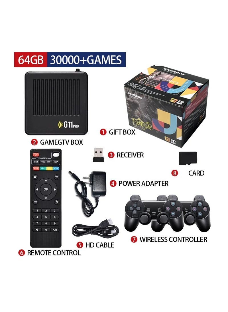 G11 Pro Game Box 4K HD TV Game Stick Video Game Console 128G Built in 40000 Retro Games Portable Game Player Wireless Gamepad