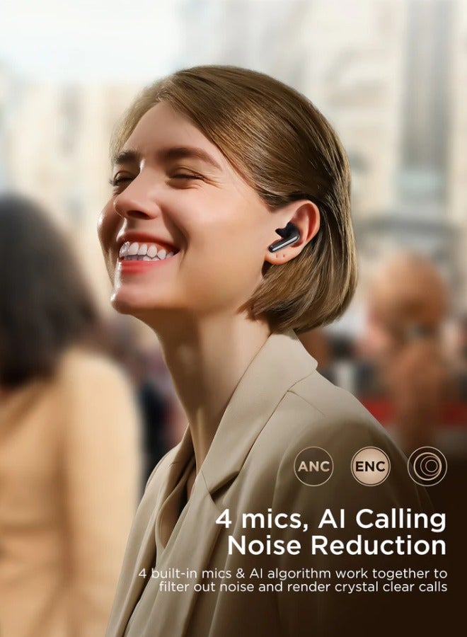 ANC True Wireless Earphones BT 5.4 Supports Connecting To 2 Devices Wirelessly, 4 Mics, AI Calling Noise Reduction Earphone White