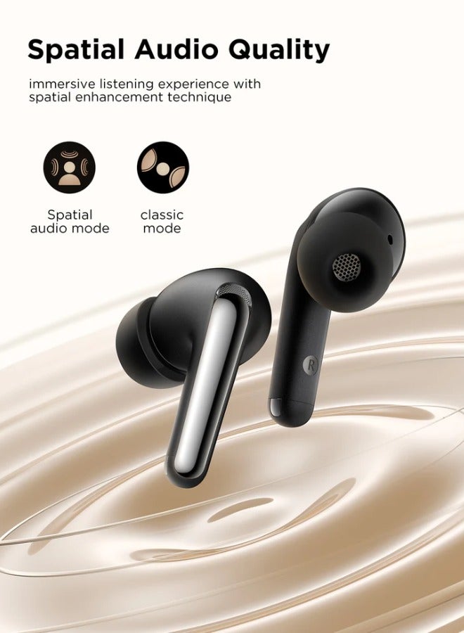 ANC True Wireless Earphones BT 5.4 Supports Connecting To 2 Devices Wirelessly, 4 Mics, AI Calling Noise Reduction Earphone Black