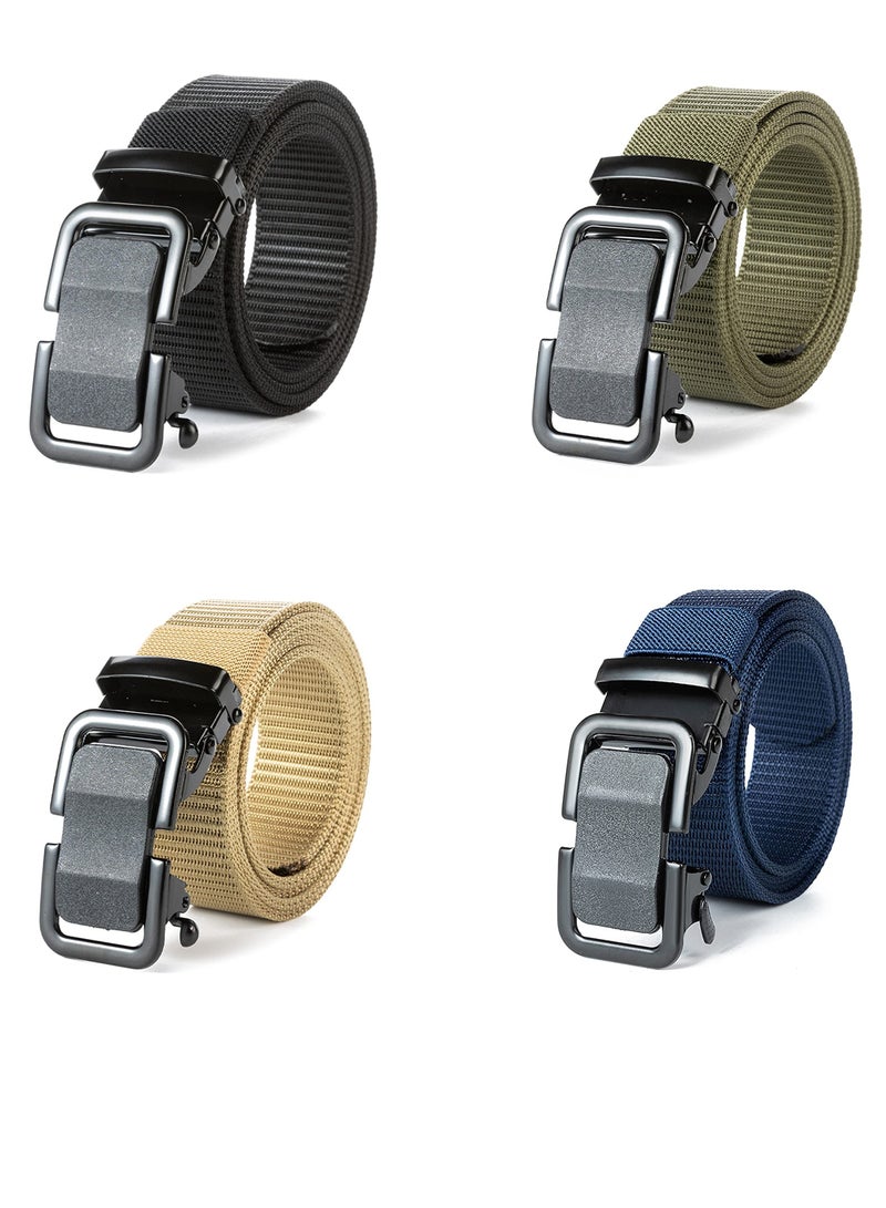 Mens Tactical Belt, 4-Pack Elastic Golf Belts for Men, Elastic Stretch Belts Nylon Casual Belt for Jeans Adjustable Web Belt