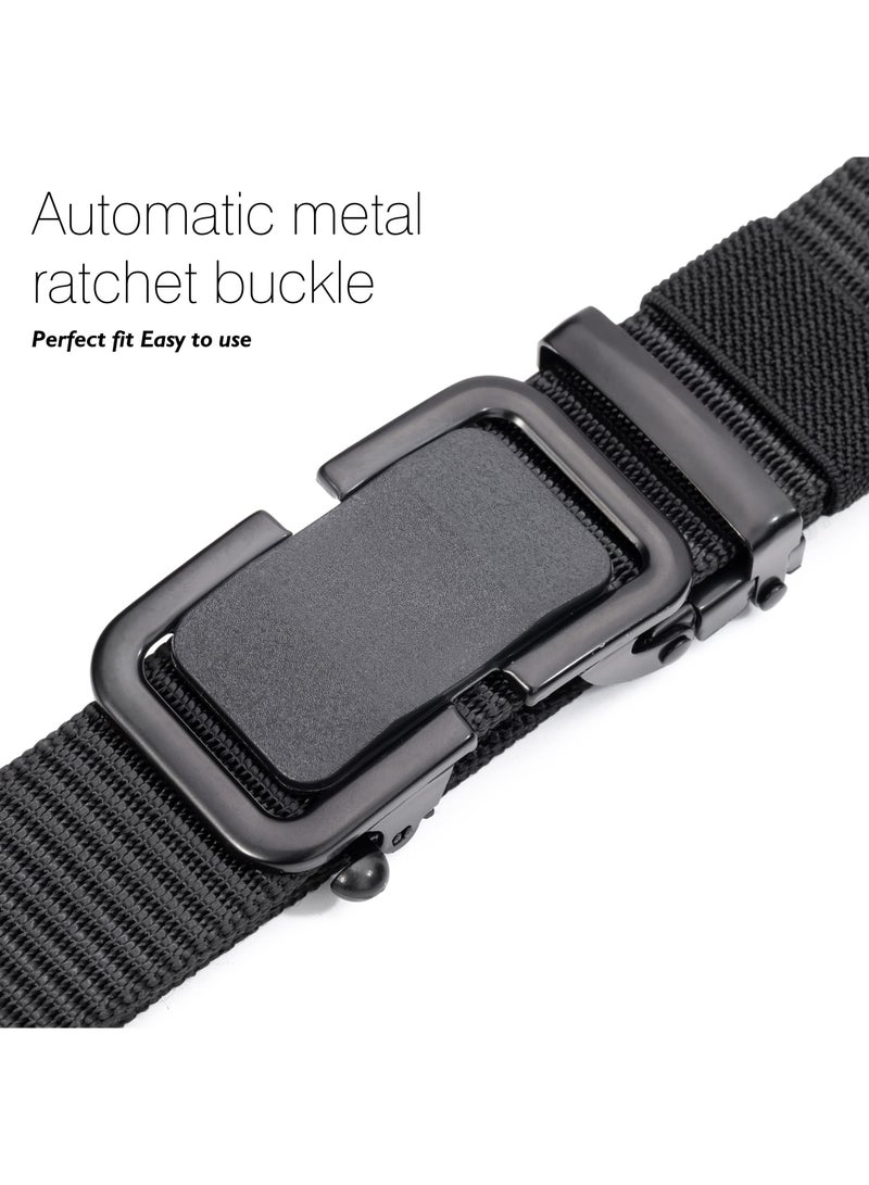 Mens Tactical Belt, 4-Pack Elastic Golf Belts for Men, Elastic Stretch Belts Nylon Casual Belt for Jeans Adjustable Web Belt