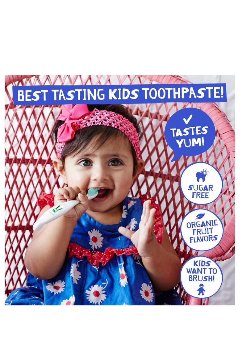 Jack N' Jill Natural Kids Toothpaste for Babies & Toddlers - Infant Toothpaste 6 Months & Up, Fluoride Free Training Toothpaste for Toddlers 1-3, 40% Xylitol, BPA Free- Strawberry, 1.76 oz (Pack of 2)