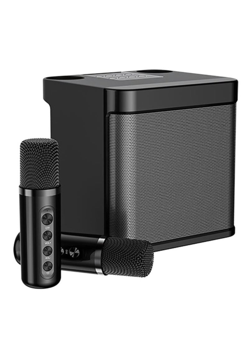 YS 203 Portable Wireless Bluetooth Karaoke Speaker With Dual Microphone Black