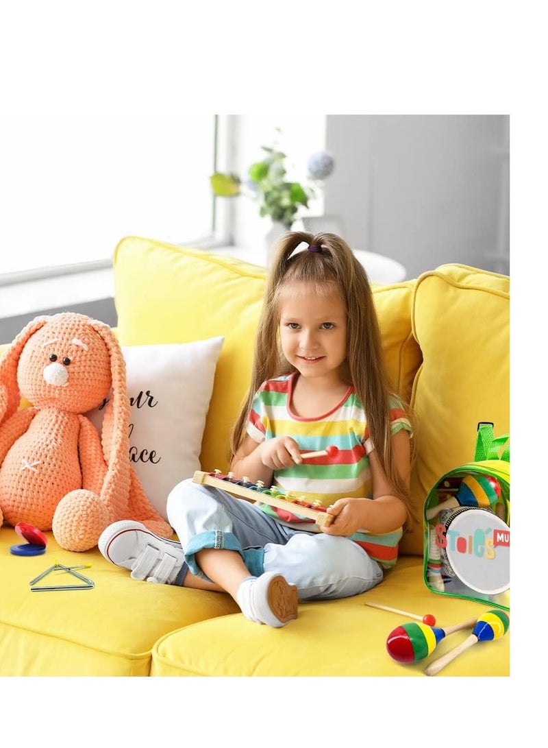 STOIE'S 19 pcs Kids Musical Instruments Set Toddler Musical Instruments for Kids Music Toys Wooden Baby Instruments for Kids Ages 3-5 Montessori Toys