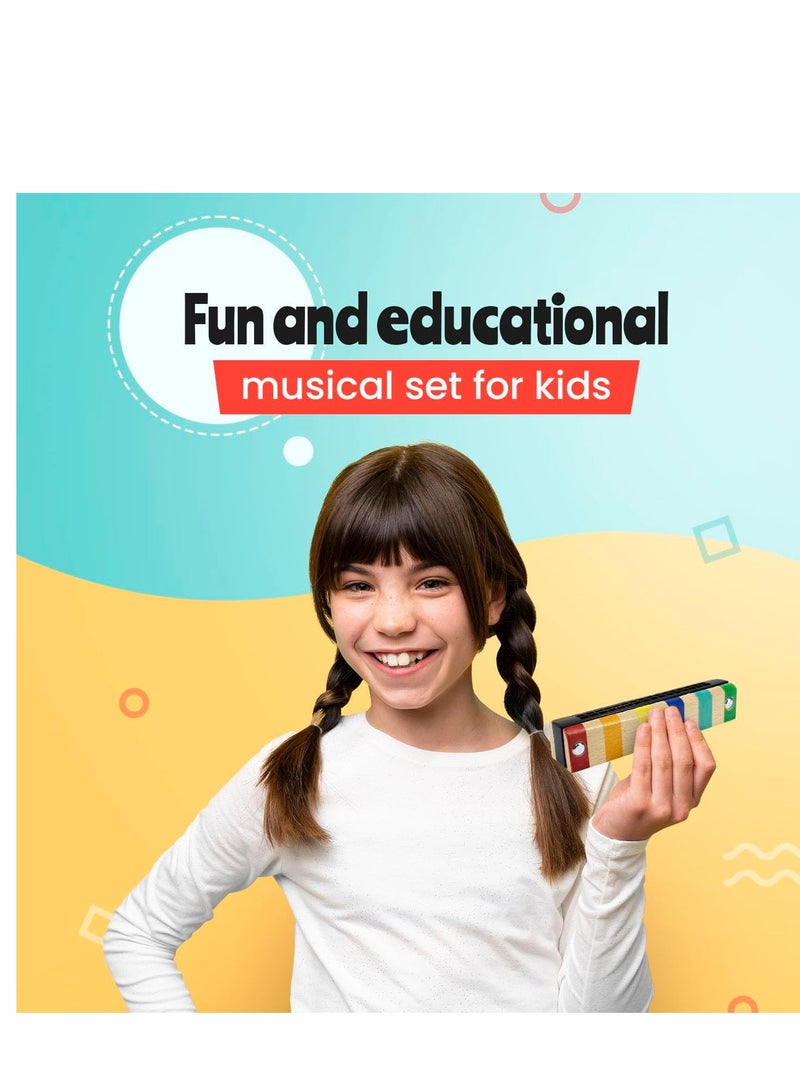 STOIE'S 19 pcs Kids Musical Instruments Set Toddler Musical Instruments for Kids Music Toys Wooden Baby Instruments for Kids Ages 3-5 Montessori Toys