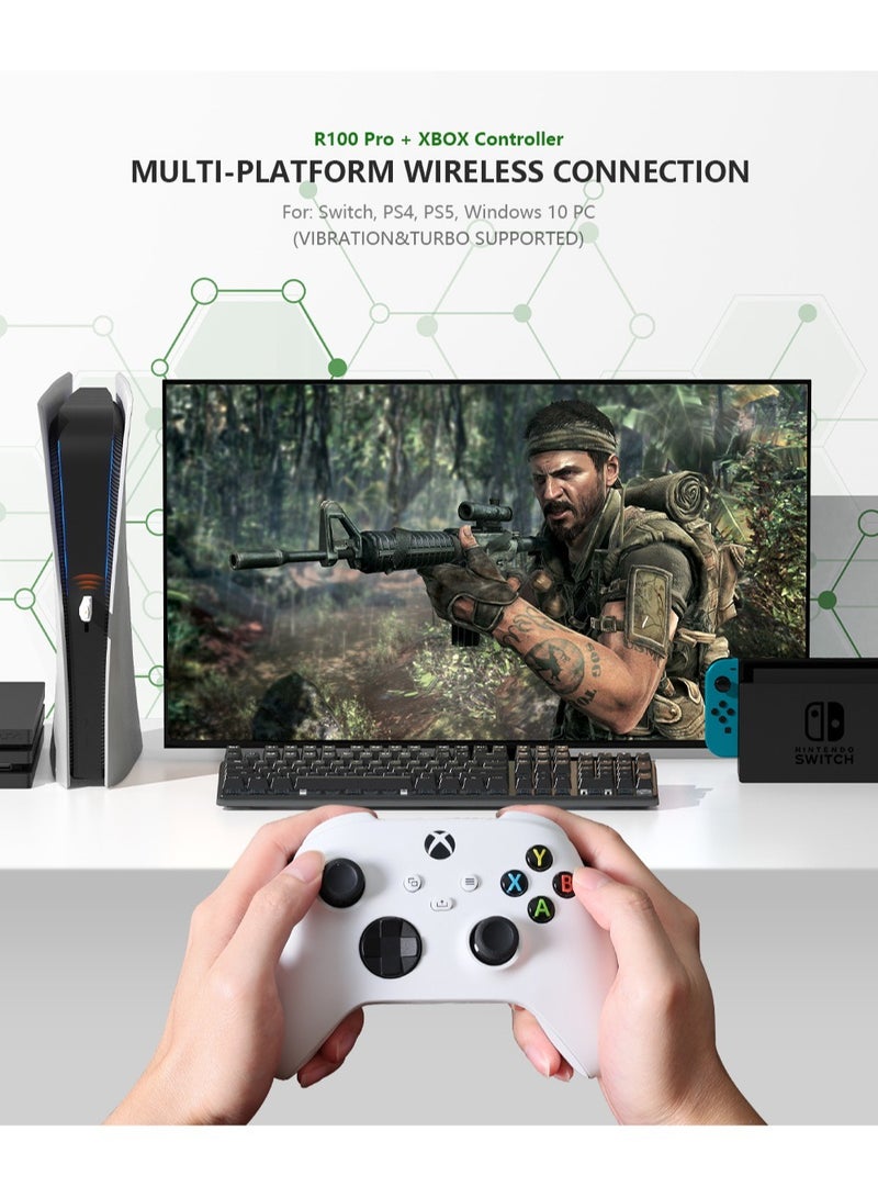 BIGBIG WON Wireless Controller Adapter for Xbox Series X|S Controller/Xbox One X|S Controller/Elite Series 2/PS5/PS4/Switch Controller Playing on PS4/Switch/Windows 11&10 PC