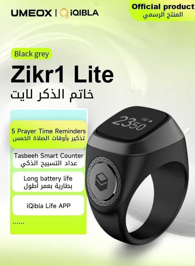 UMEOX iQIBLA Smart Zikr Ring Lite Black Grey 22MM