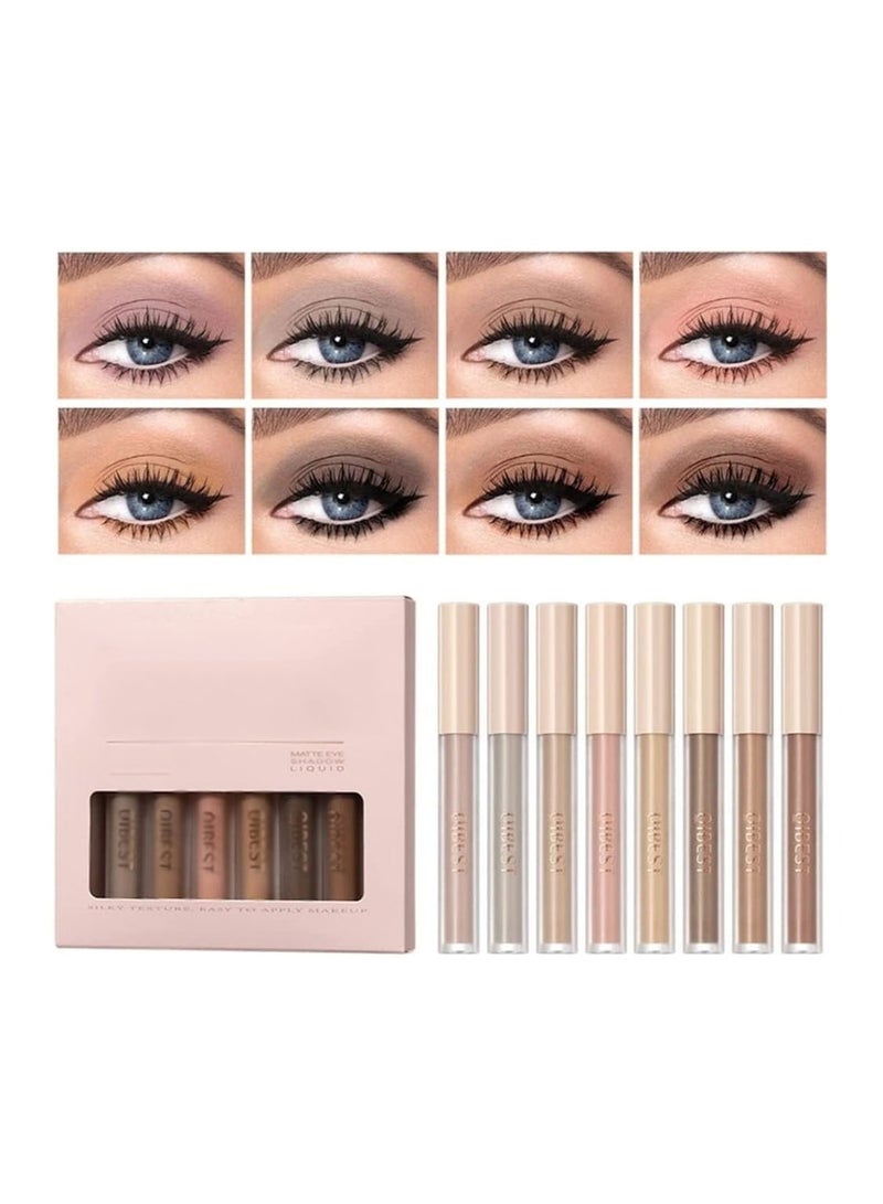 Eyeshadow 8 Colours Matte Liquid Eyeshadow Set Velvet Highly Pigmented y Black Nude Eyeshadow Long Lasting Quick Drying Eye Shadow Make Up Kits