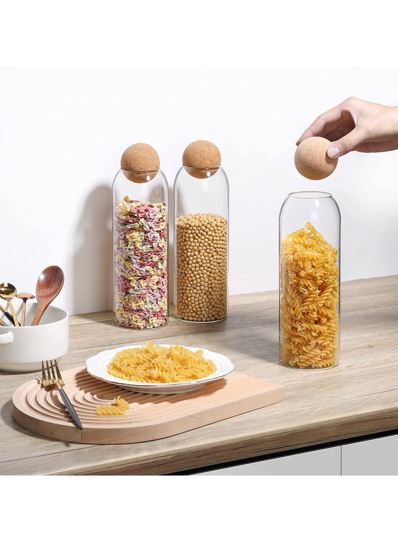 Glass Food Storage Jars with Airtight Seal Ball Cork Lid,Set of 4 Clear Candy Jar,Transparent Sealed Can Food Storage Can Container for Tea Coffee Spice Salt (500ml+800ml+1200ml+1600ml)