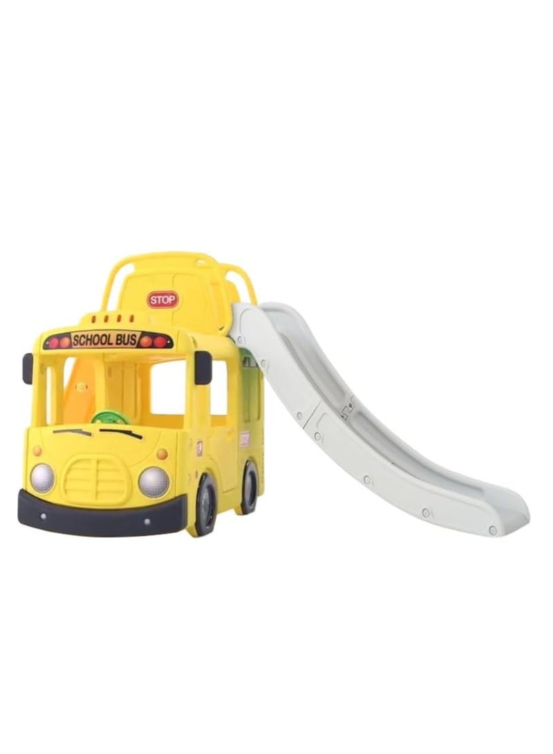 YaYa 3 in 1 Bus Slide Y2130 for Kids,Toddler Indoor Safe Play, Safety Handrail, Slide, Play Area, Children Fun for Indoor & Outdoor Playset Best Gift for Kids up to 1 to 6 years - Yellow