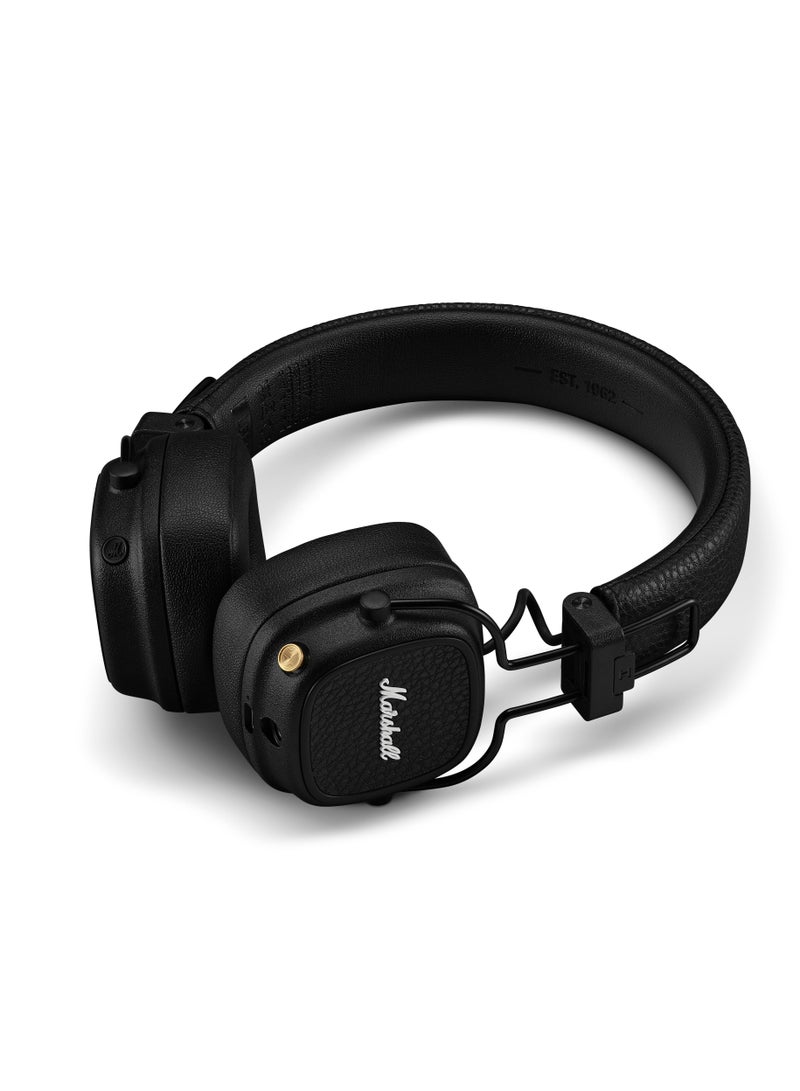 Major V Bluetooth Headphones - Foldable Wireless Headphones Bluetooth With 100+ Hours Of Playtime Black