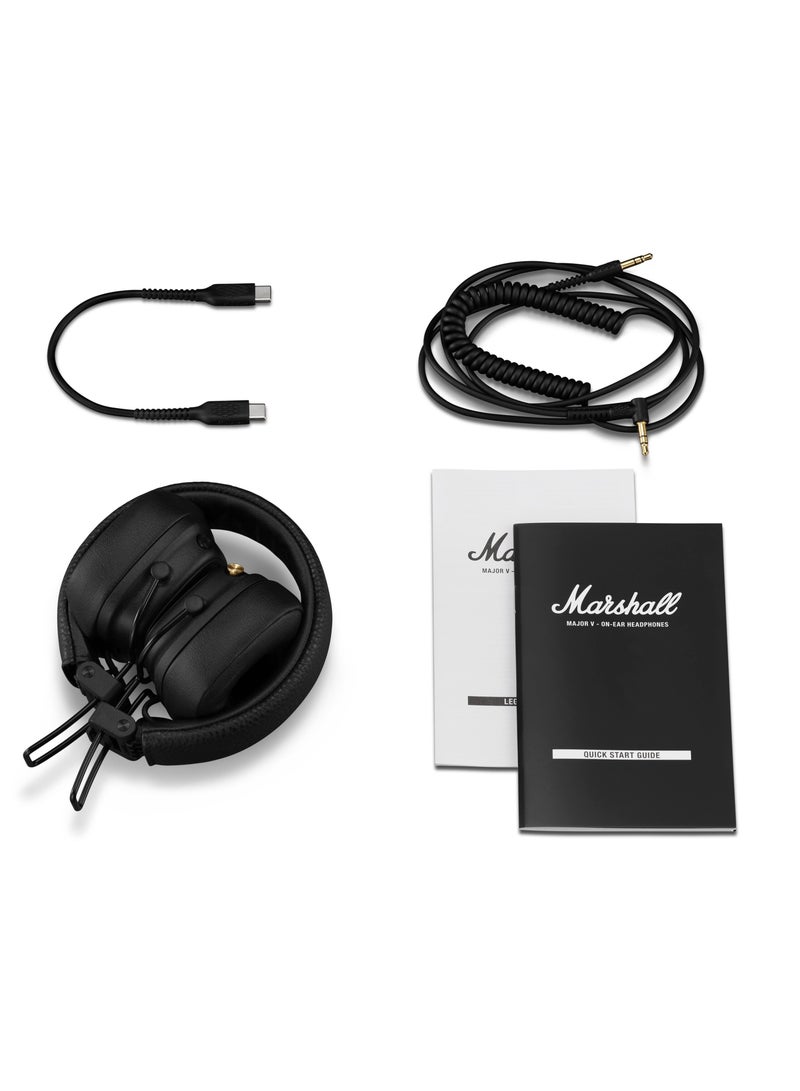Major V Bluetooth Headphones - Foldable Wireless Headphones Bluetooth With 100+ Hours Of Playtime Black