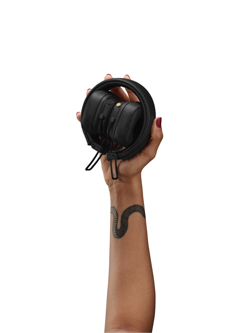 Major V Bluetooth Headphones - Foldable Wireless Headphones Bluetooth With 100+ Hours Of Playtime Black