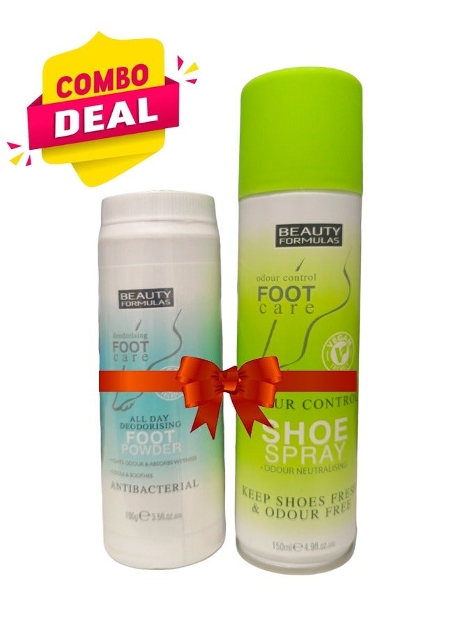 Odour Control Shoe Spray & Foot Powder Combo Pack - Shoe Spray 150ml & Foot Powder 100g