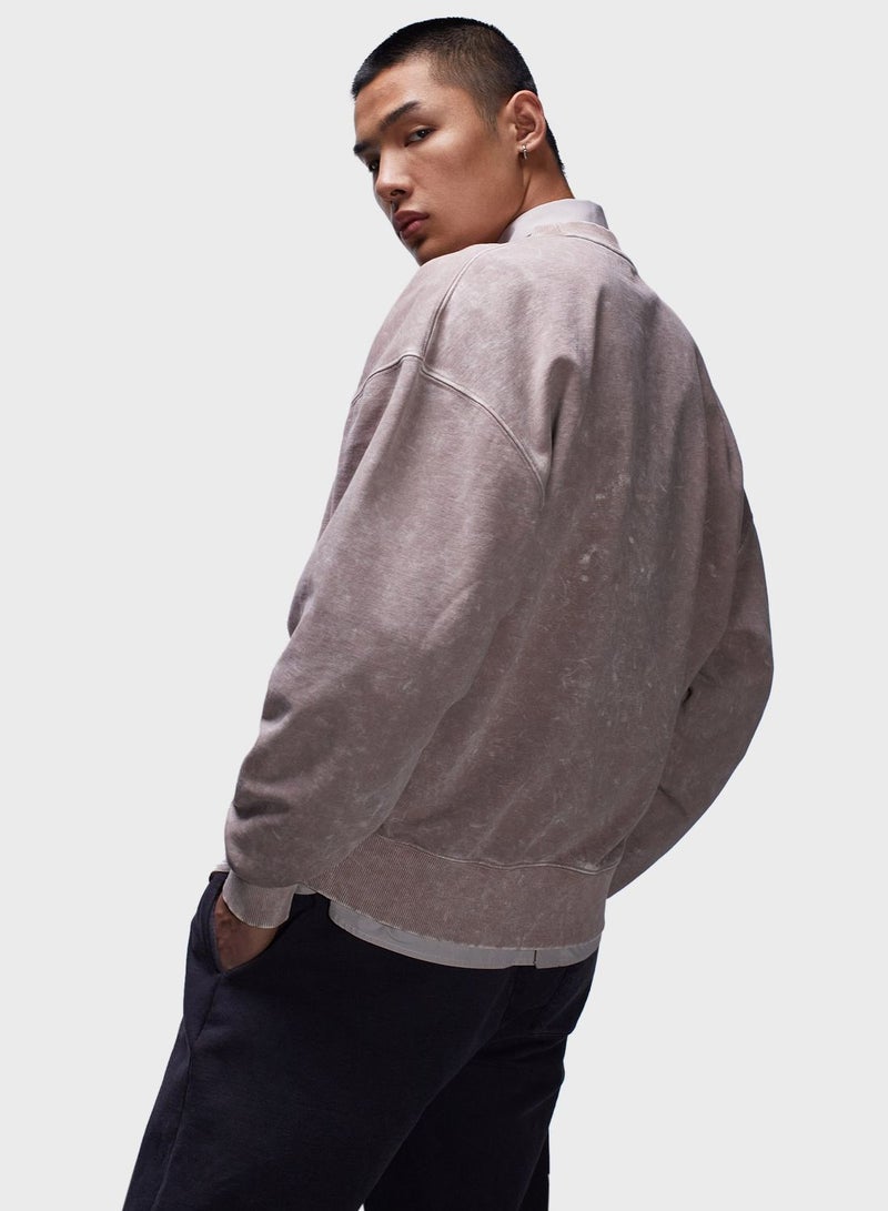 Topman Oversized Fit Sweatshirt With Acid Wash In