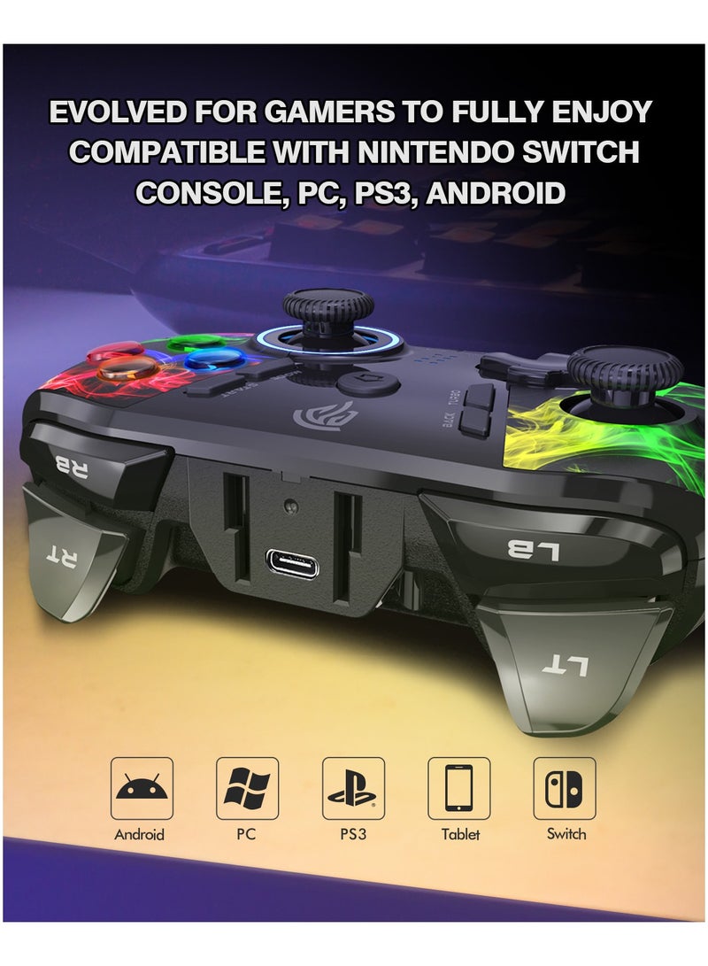 EasySMX 2.4G Wireless Game Controller Joystick for PC/PS3/Nintendo Switch/Android/Tesla/Vista/TV Box/Steam, Rechargeable , M customized Muttons Dual shock, Turbo