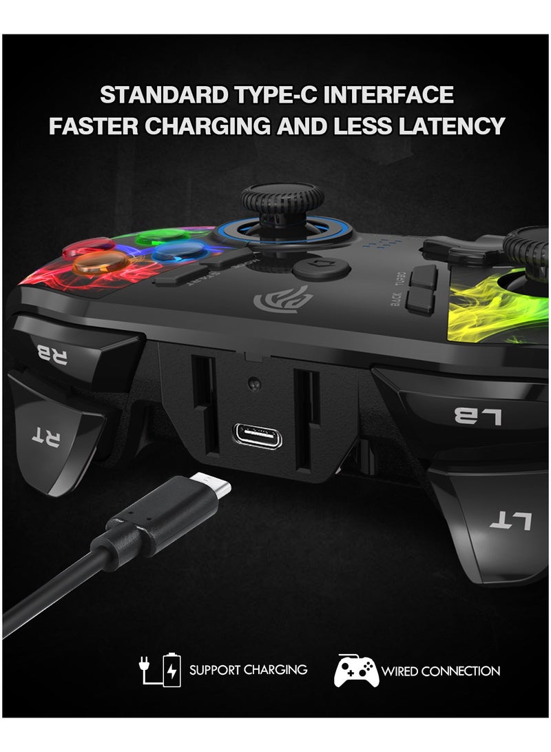 EasySMX 2.4G Wireless Game Controller Joystick for PC/PS3/Nintendo Switch/Android/Tesla/Vista/TV Box/Steam, Rechargeable , M customized Muttons Dual shock, Turbo