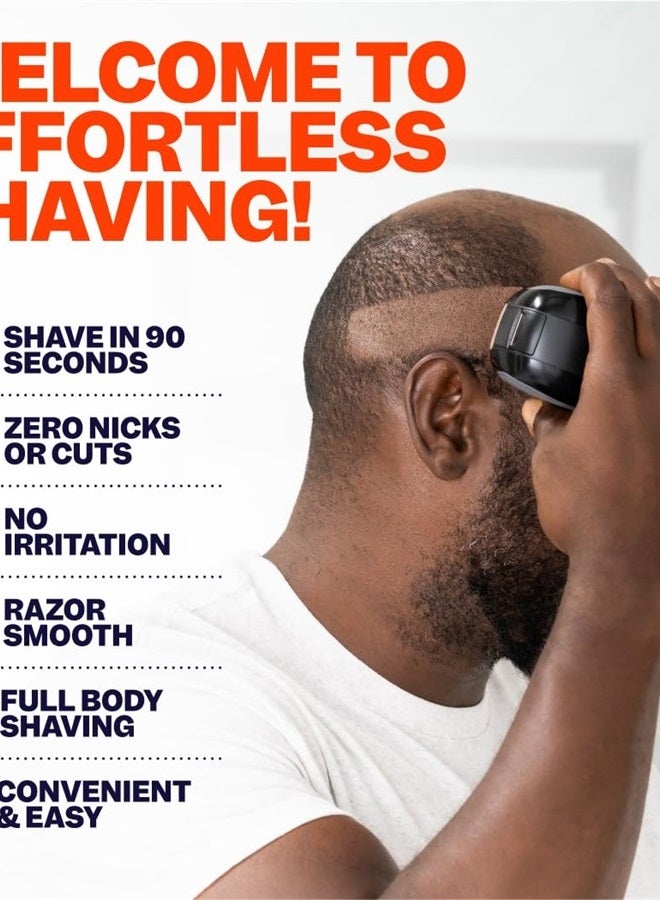 The FlexSeries Electric Head Hair Shaver - Freebird - Ultimate Mens Cordless Rechargeable Wet/Dry Skull & Bald Head Waterproof Razor with Rotary Blades, Clippers, Nose Trimmer, Brush, Massager