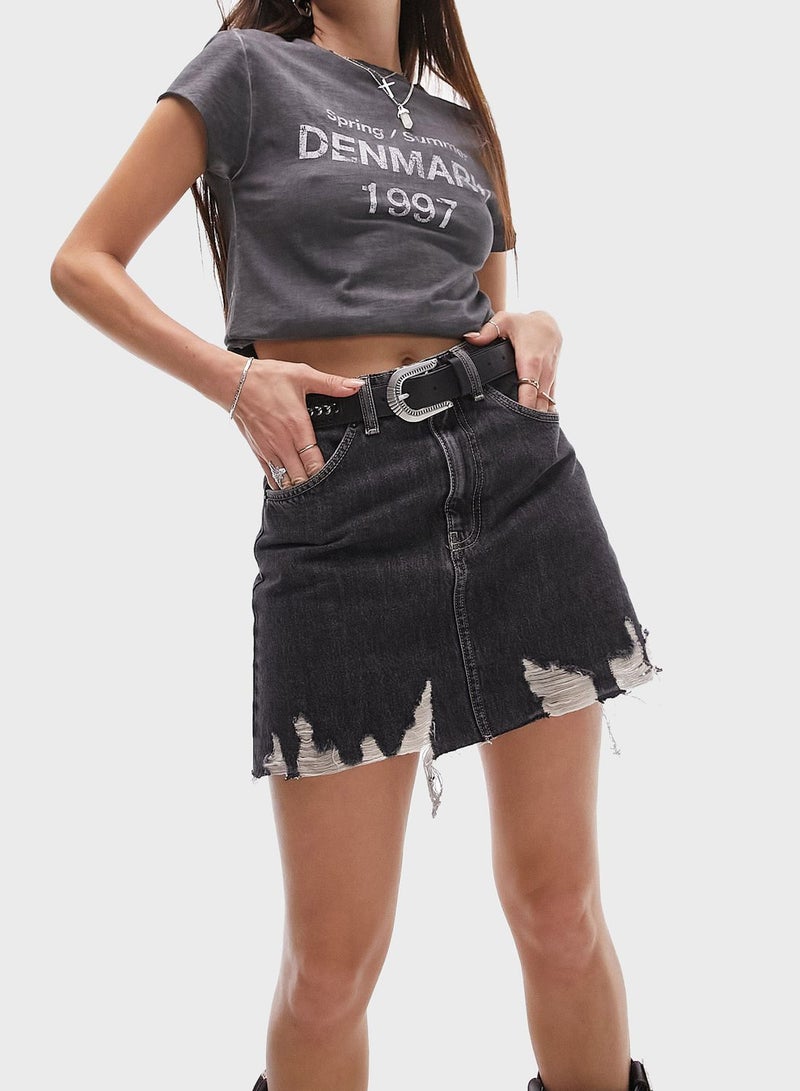 High Waist Denim Skirt