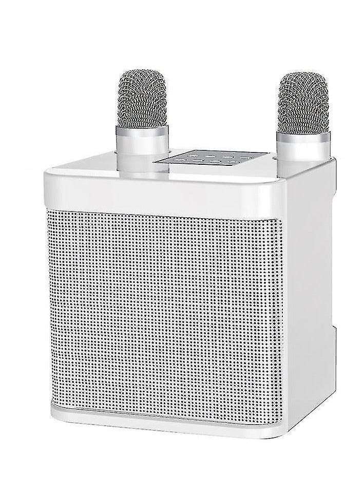 YS 203 Portable Wireless Bluetooth Karaoke Speaker With Dual Microphone White