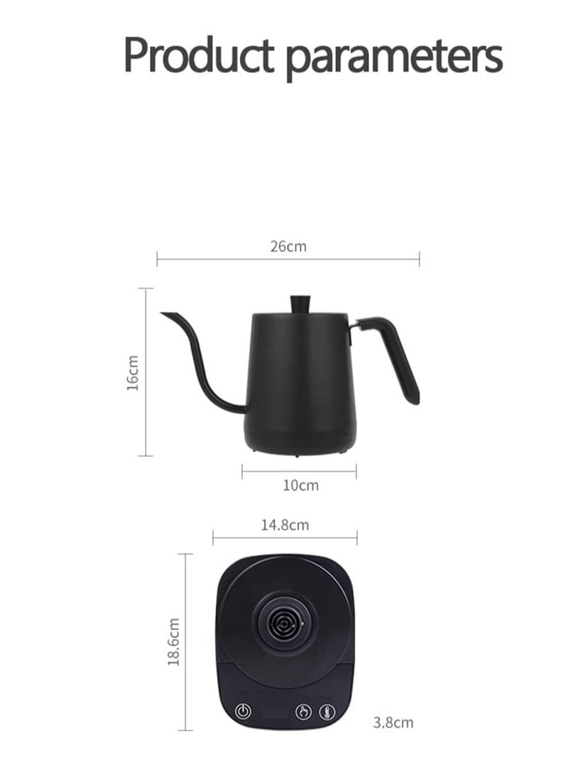 Electric Kettle - 304 Stainless Steel Coffee and Tea Pot, Automatic Temperature Control and Constant Temperature, Quick Heating, Matte Black, 0.9 L 1000 W